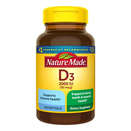 Suplemento De Vitamina D3 De 2000 Ui Y 250 Cápsulas Blandas