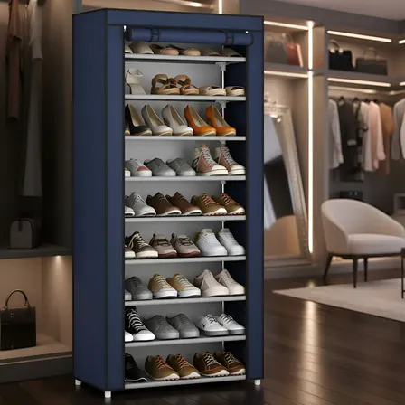 Sapateira Organizador De Sapatos Com 9 Prateleiras Tnt Cor Azul-marinho