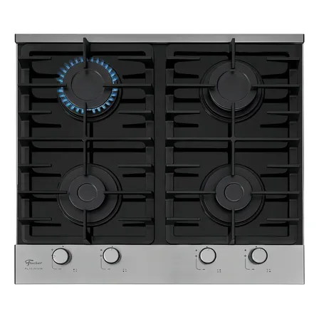 Cooktop a Gás Fischer 4 Bocas Platinium com Trempe de ferro fundido Mesa Vidro Bivolt