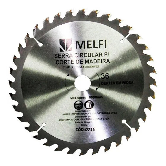 12 Disco Serra Circular C/ Widea 36 Dentes 7 1/4 1ª Linha