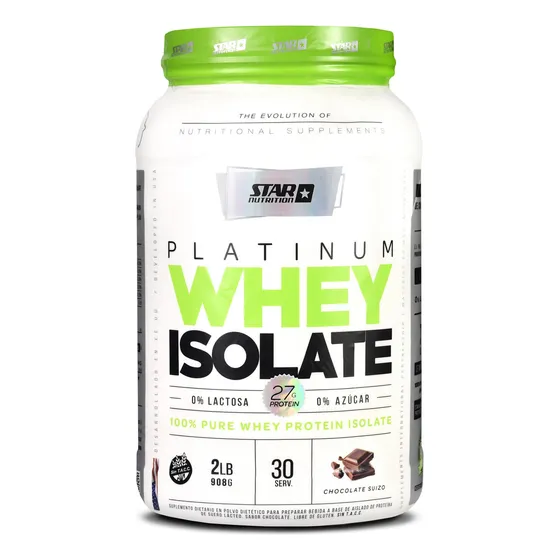 Proteina 100% Isolada en Pote Star Nutrition X 2 Lb - Libre Lactosa Sabor Chocolate suizo