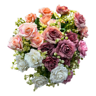 Buquê Rosas Flores Artificial Mini Qualidade Realismo Decora Buquê Rosas Flores Artificial Mini Qualidade Realismo Decora