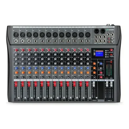 Mesa de Som Digital Vedo Mixer 12 Canais Bluetooth Efeitos Integrados