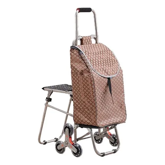 Carro Compras Feria Y Asiento Plegable Ruedas Para Escalera