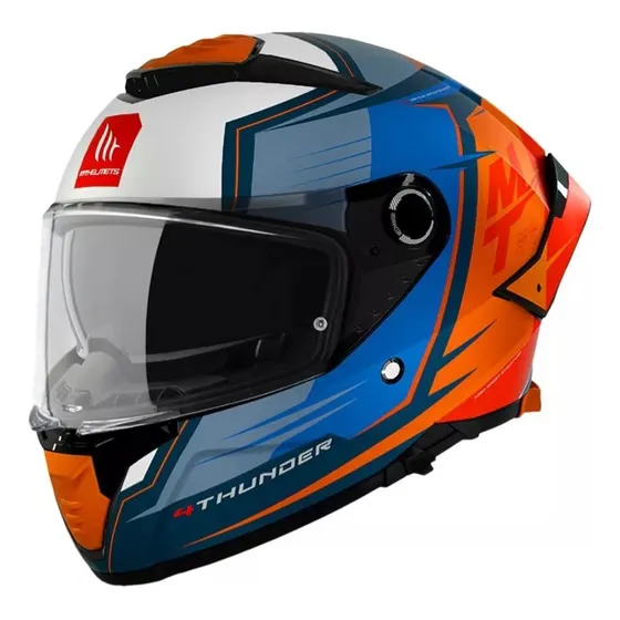 Casco Moto Mt Thunder4 Pental B4 Naranja Mate Doble Visor