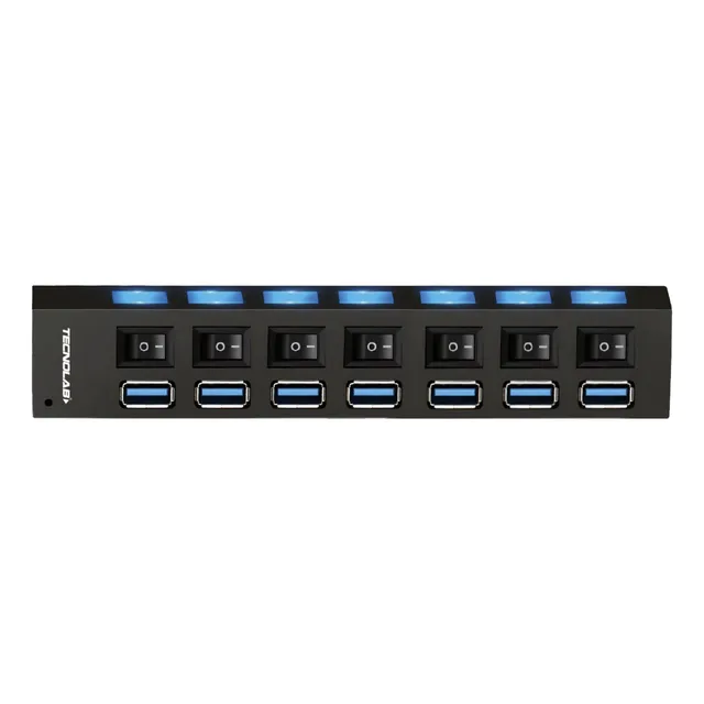 Hub 3.0 Usb 7 Puertos Con Interruptores Independientes - Ps Negro