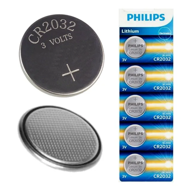 Kit 3 Cartelas Pilhas Baterias Cr2032 3v Philips Alarme15 Pç