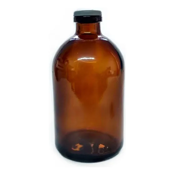 Frasco Vidrio Antibiótico Ambar 100 Ml Tapón Corcho 10 Pz