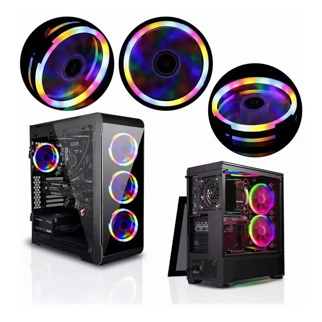 3pcs Kit De Ventiladores Rgb Led Arcoíris De 1200rpm Y 120mm