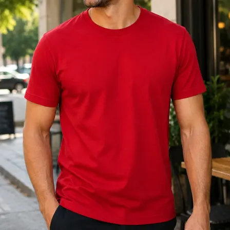 Camiseta Básica Masculina Algodão Slim Blusa Premium Lisa Vermelho Gg Liso