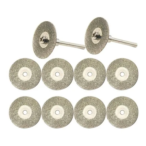 Kit 10 Discos De Corte Diamantado Dremel 25 Mm + 2 Vastagos