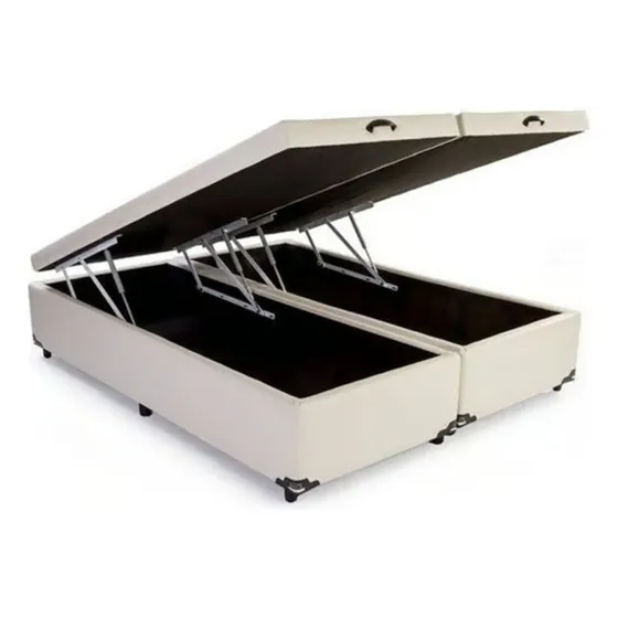 Cama Baú Casal Queen Size Bipartido 158x198 Corino Blindada