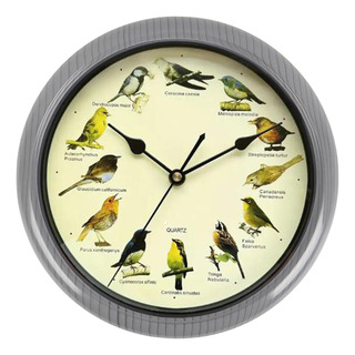 Reloj De Pared Musical Con Pájaros Y Sonido, Gris 32cm Reloj De Pared Musical Con Pájaros Y Sonido, Gris 32cm