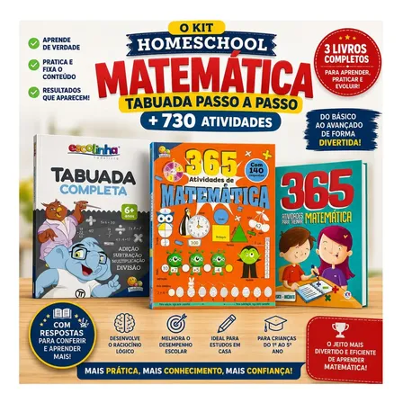 Kit Homeschool Matemática - Tabuada Passo A Passo + 730 Atividades