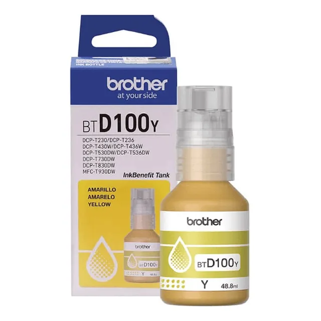 Tinta Brother Btd100y Color Amarillo Serie Inkbenefit