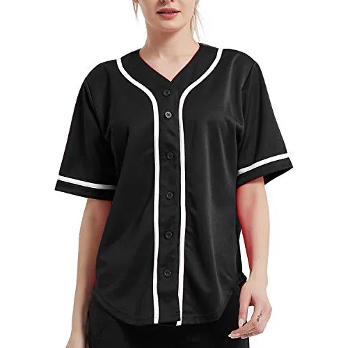 Toptie Women's Baseball Jersey Hip Hop Hipster Button P1gsy