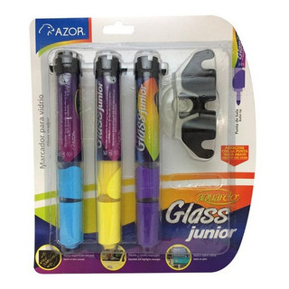 Marcador Para Vidrio Azor 3 Piezas Amarillo/violeta/azul Marcador Para Vidrio Azor 3 Piezas Amarillo/violeta/azul