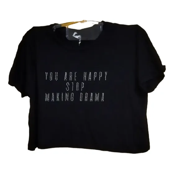 Crop Top Remera  Indian Talla S Oversize Negro