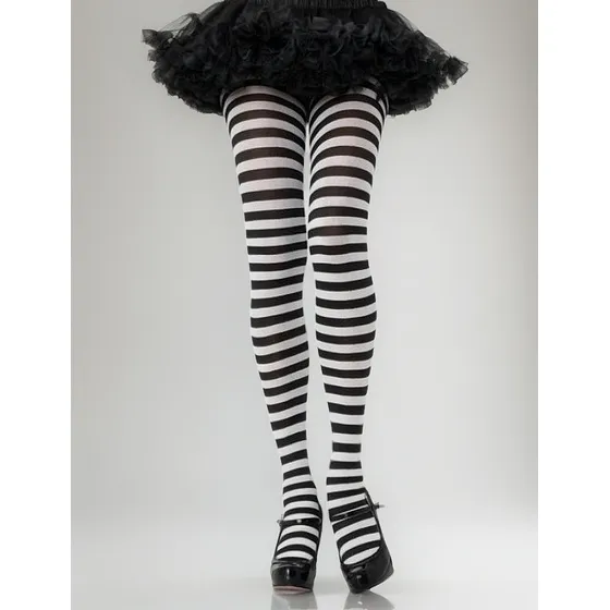 Panty Rayas Negras Y Blancas Elasticada Disfraz Cosplay