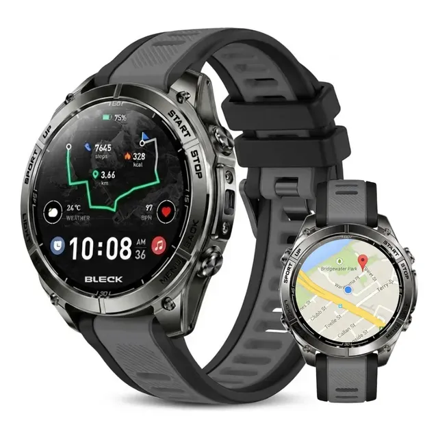 Smartwatch Bleck Halo Gps Mapas Offline Sumergible Hombre Negro Doble Malla