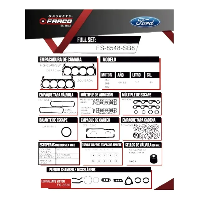 Kit Juego De Empacadura F150 M302 65-75 5,0lts