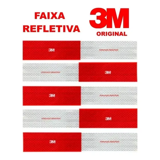 Kit 10 Faixa Refletiva Lateral 5x30cm Original 3m 5 Esquerda e 5 Direita