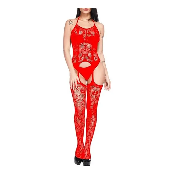 Malla, Babydoll Completa Femenina Rojo