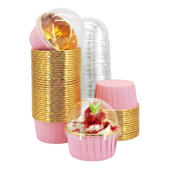 50pz Mini Forro Para Cupcake Con Tapa - Capacillo Rosa Claro