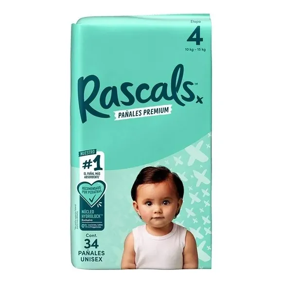 2 Pza Pañales Rascal + Friends Premium Etapa 4 Unisex 34 Pza