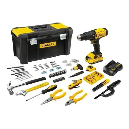 Kit Taladro Percutor Stanley 13mm 20v con Batería Cargador 1 25 a y 119 Accesorios Caja Sistema V20