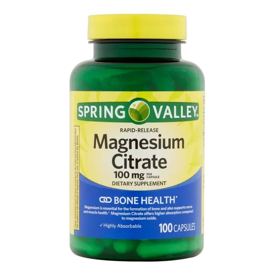 Magnesio Citrato Spring Valley 100mg 100 Cápsulas 