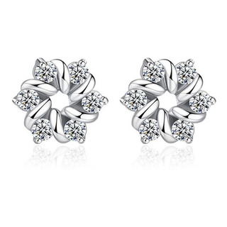Par De Aretes Bonitos Plata Real, S925 Elegantes Circonia Par De Aretes Bonitos Plata Real, S925 Elegantes Circonia