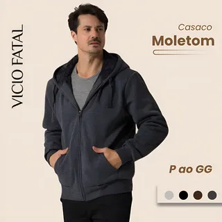 Jaqueta Moletom Peluciado Masculina Punho E Barra Canelado Jaqueta Moletom Peluciado Masculina Punho E Barra Canelado