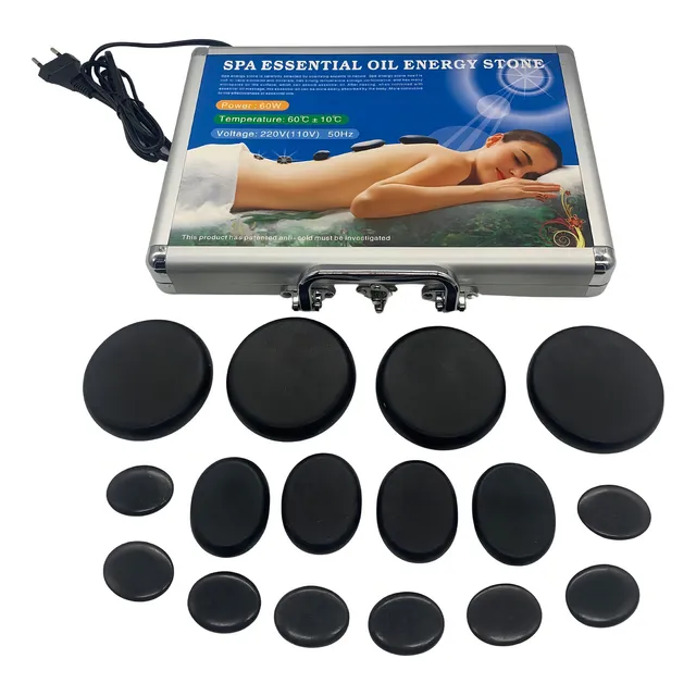 Kit De Terapia Con Piedras Calientes Volcánicas De 16 Pulgad