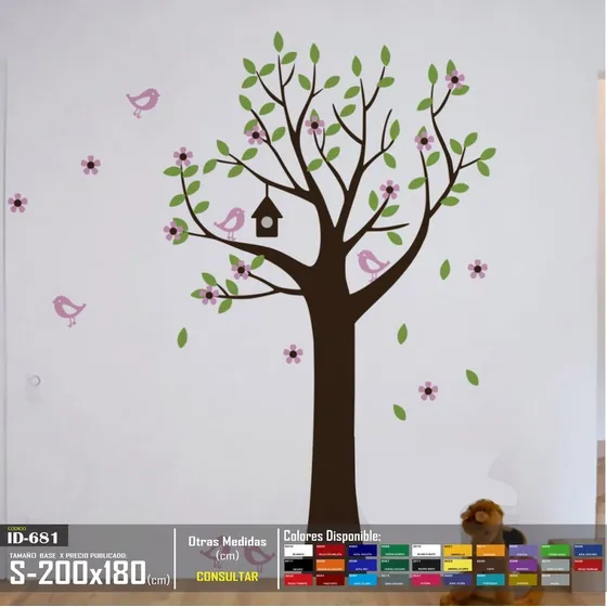 Vinilos Decorativos Arbol Con Casa De Pajaros 2