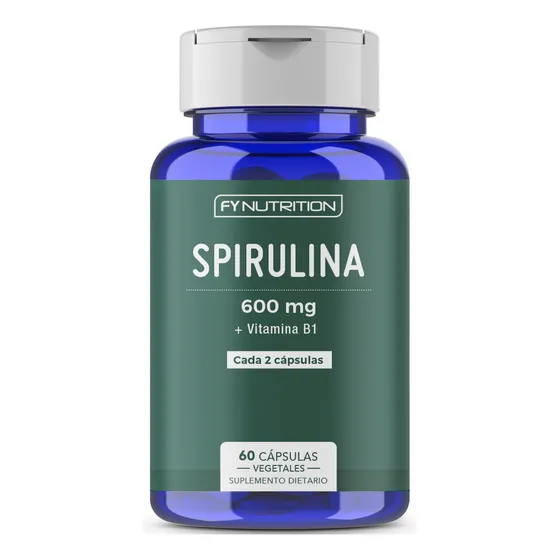 Spirulina 600mg + Vitamina B1 - Fynutrition - Cada 2 Cápsulas - Vegana