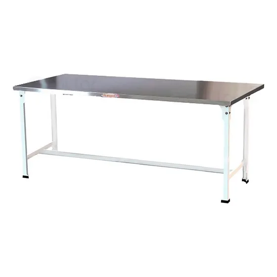 Mesa Aço Inox 1,80x0,60 Com Prateleira Em Pintura Epox