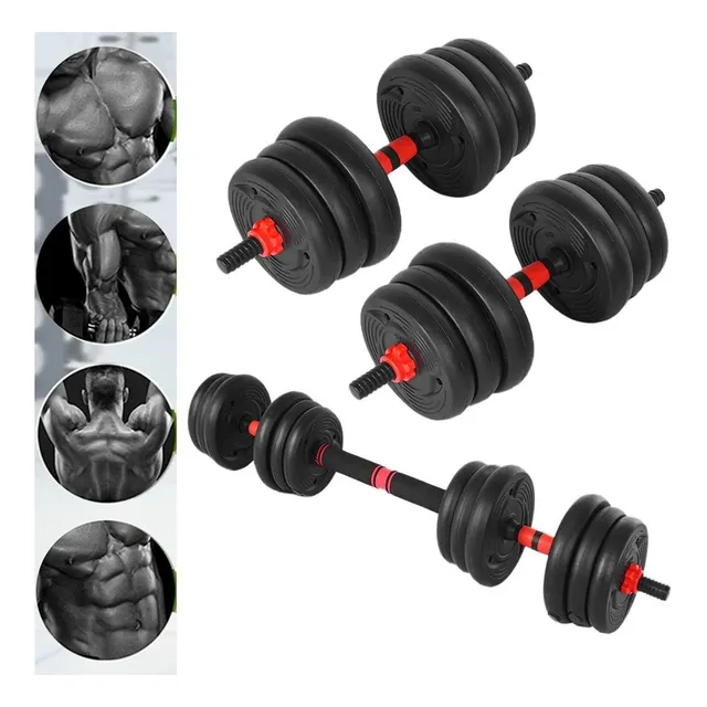 Set De Mancuernas Y Pesas Ajustables Barra Para Hogar 20kg