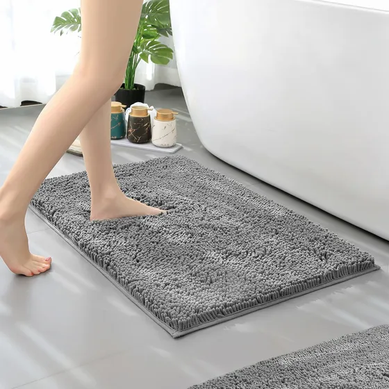Juego 2 Alfombra Baño Felpilla Color Gris Oscuro 32
