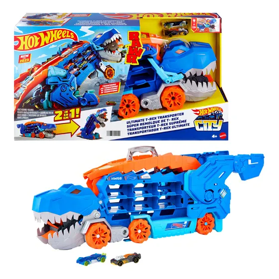 Hot Wheels City Pista De Juguete Súper Remolque De T-rex Color Multicolor