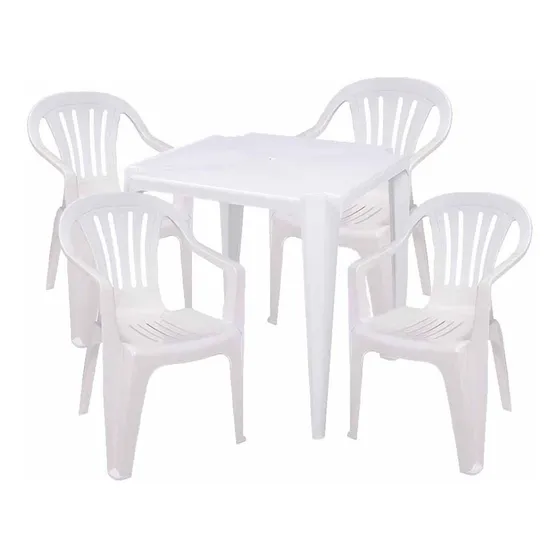 Conjunto Mesa Plástica Com 4 Cadeiras Bela Vista Mor