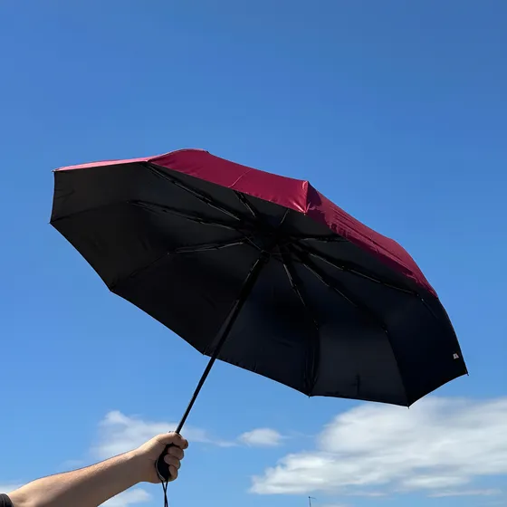 Paraguas Automatico De Viaje Resistente Al Viento Liso Rojo