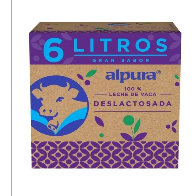 Leche Alpura Deslactosada Caja Con 6 Pzas. De 1 Litro
