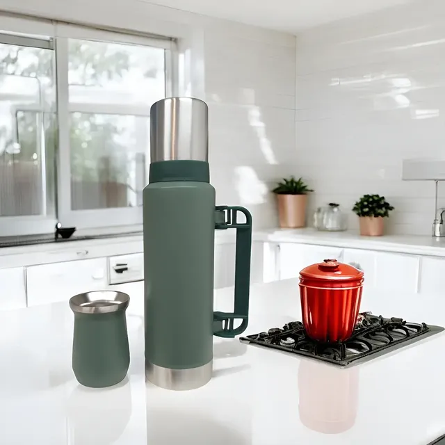 Termo Acero Inoxidable 1,3 Litro Con Mate 260ml