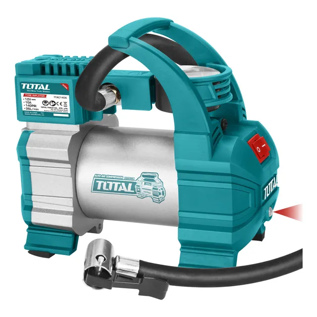 Compresor De Aire 12V TOTAL Inflador Portatil 140psi Auto Incluye Luz Led