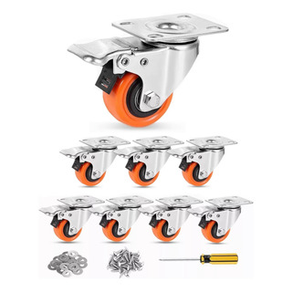 Harigal® Rueda De Pvc 360° Giratoria Rodaja Con Freno 8 Pcs Harigal® Rueda De Pvc 360° Giratoria Rodaja Con Freno 8 Pcs