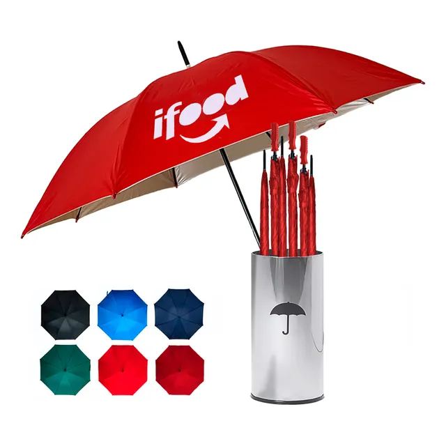 Kit 6 Guarda-chuvas Portaria C/ Logo + Suporte Recepção Inox