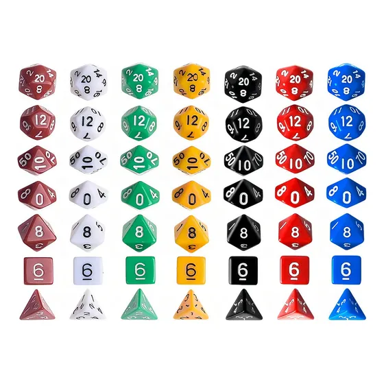 Kit 49 Dados Poliedricos Juego De Rol Set x 7 Colores Dungeons Y Dragons DND D&D MTG RPG