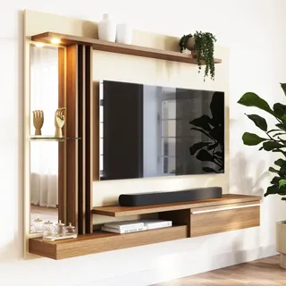Painel Tv 55 Babus Petra - Moderno 5 Prat. Com Led E Espelho Painel Tv 55 Babus Petra - Moderno 5 Prat. Com Led E Espelho