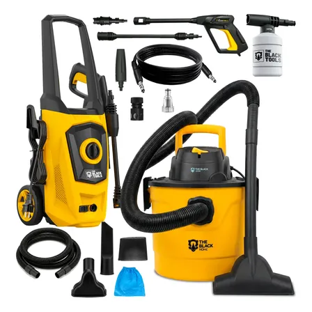 Kit Lavadora Alta Pressão 1750 Psi E Aspirador Pó Água 10l Amarelo 220v 60hz